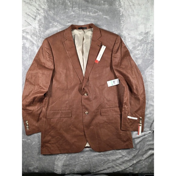 NWT Perry Ellis Linen Blend Speaker Blazer Jacket. 40R Rust Modern Fit - Picture 1 of 8